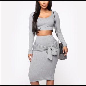 Fashion Nova Ready To Go Gray Skirt Set